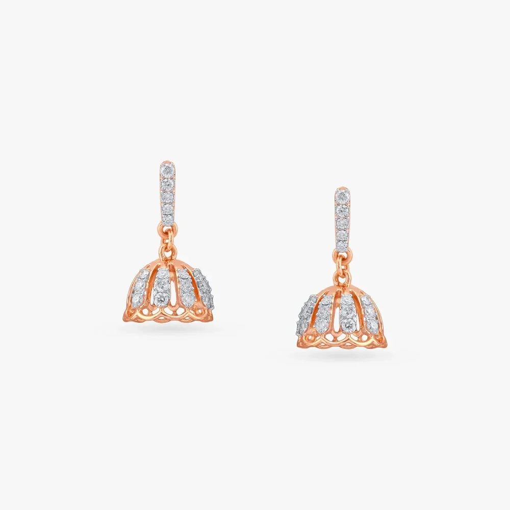 Twinkle Dome Diamond Jhumka Earrings for Kids