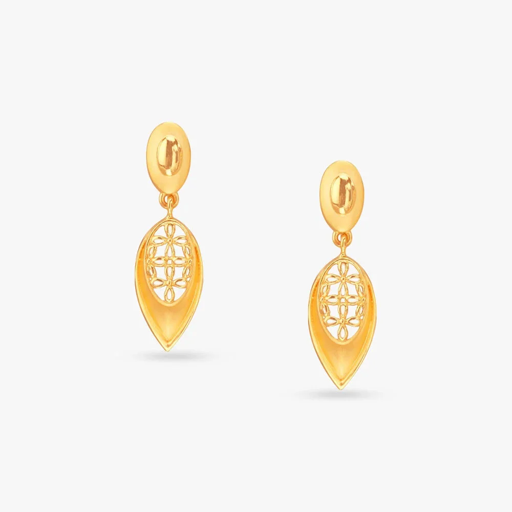 Golden Petal Gold Drop Earrings